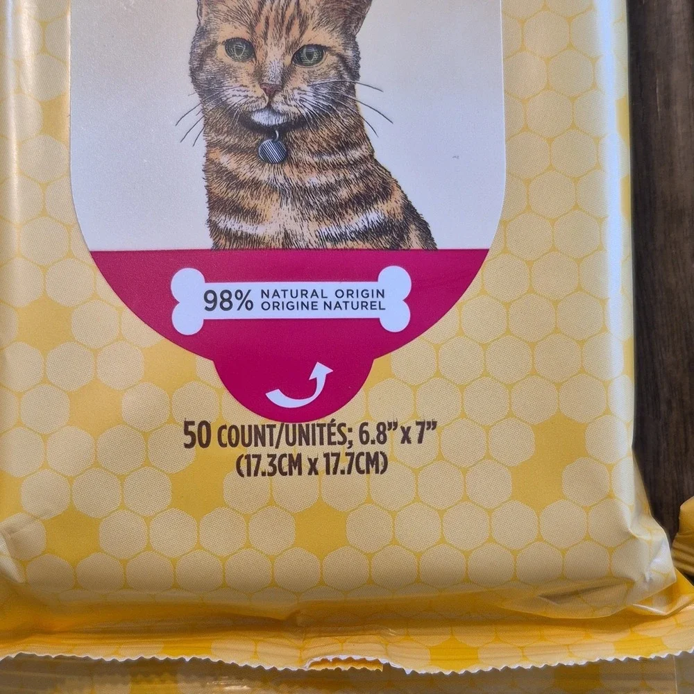 4 Burt's Bees for Pets Anti-Hairball Wipes‎ for Cats Sunflower Oil & Wheat Germ
